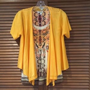 One World shirt and cardigan combo